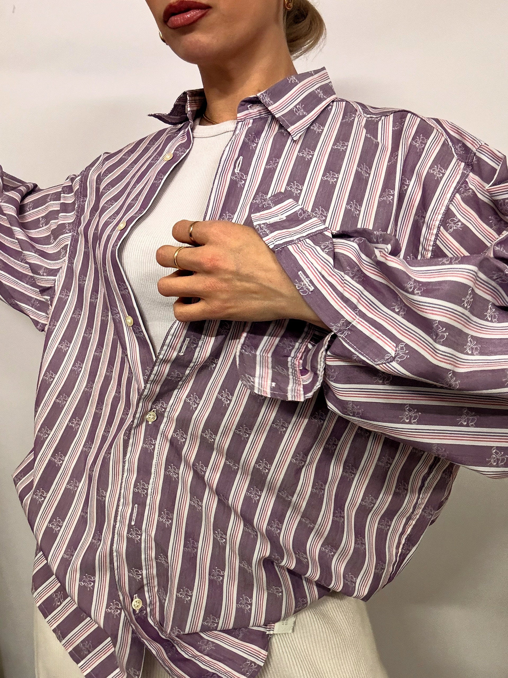 Vintage lila Satin Fluid Shirt L