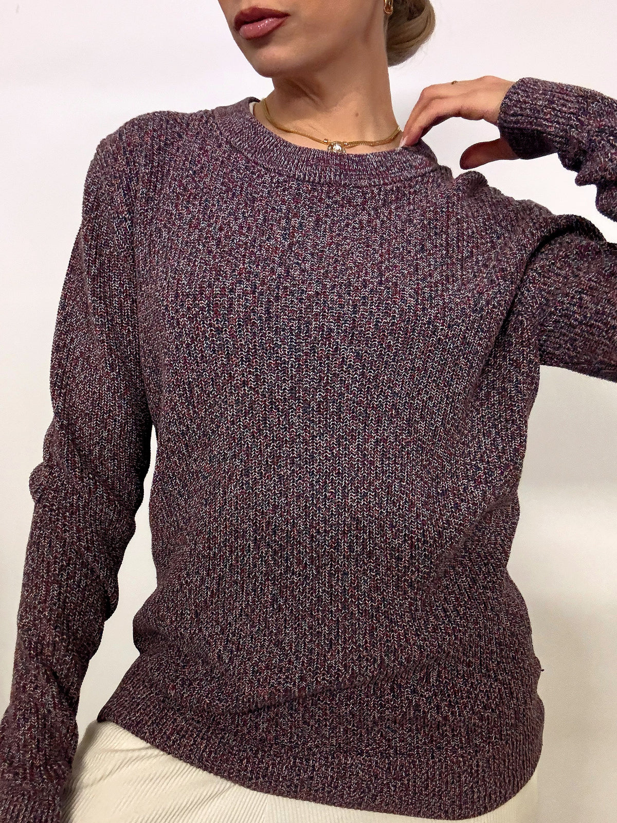 Vintage TOMMY HILFIGER L red cotton crew neck sweater