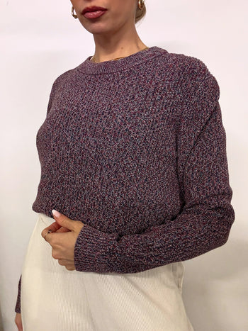 Pull col rond en coton chiné TOMMY HILFIGER M vintage