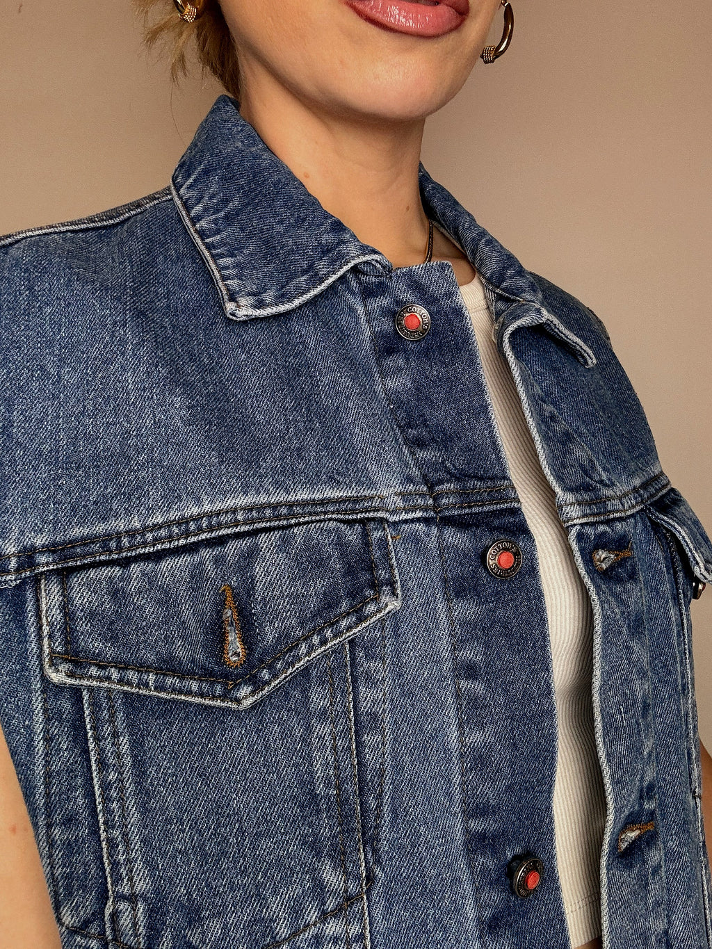 Vintage blaue Jeansweste, Größe M