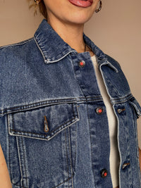 Vintage blaue Jeansweste, Größe M