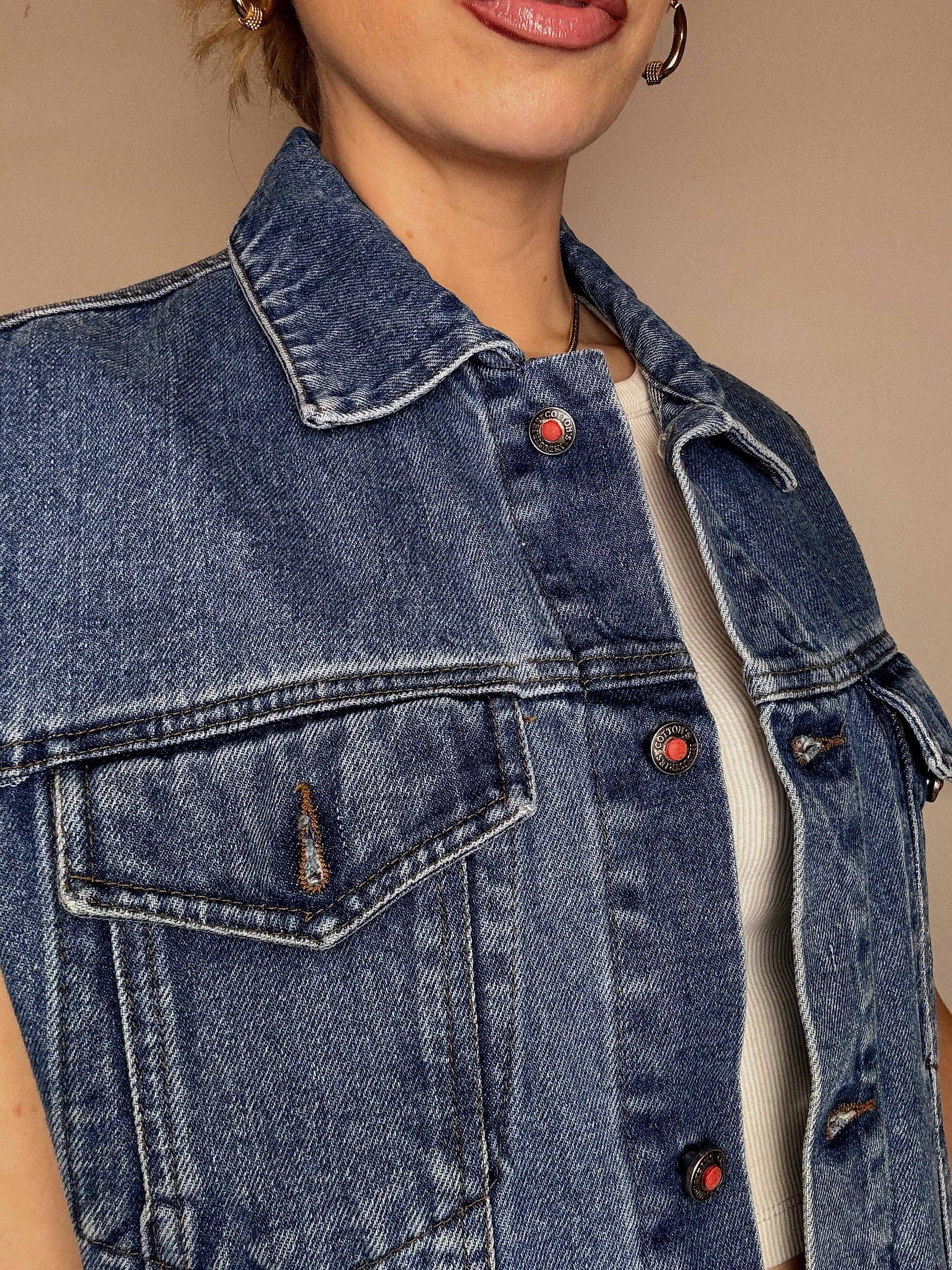 Vintage blaue Jeansweste, Größe M