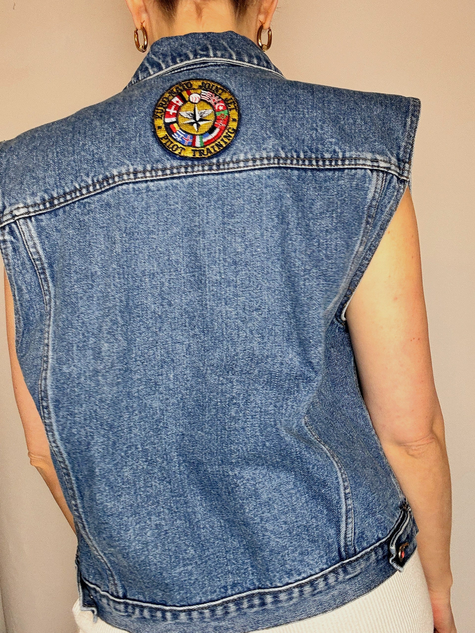 Vintage blaue Jeansweste, Größe M