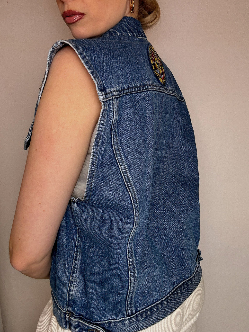 Vintage blaue Jeansweste, Größe M
