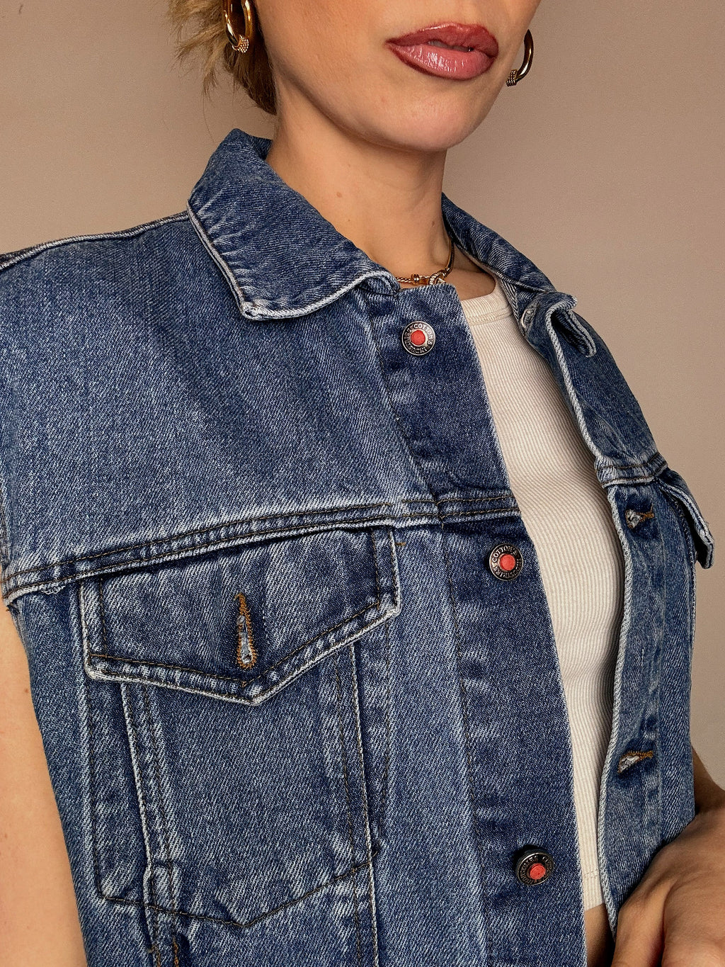 Vintage blaue Jeansweste, Größe M