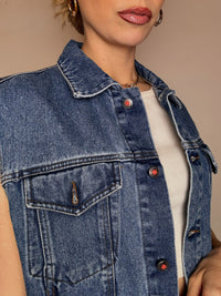 Vintage blaue Jeansweste, Größe M