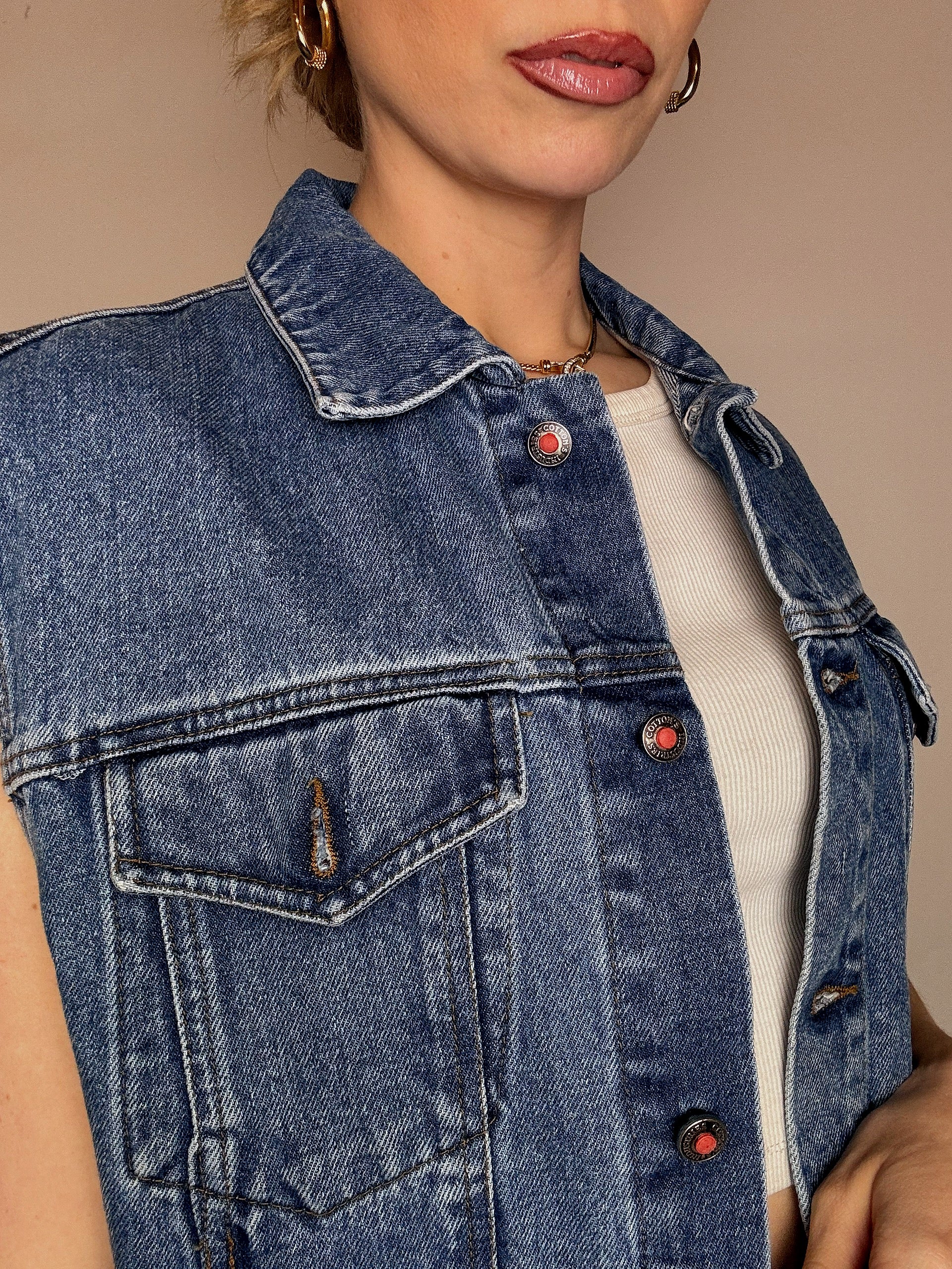 Vintage blaue Jeansweste, Größe M