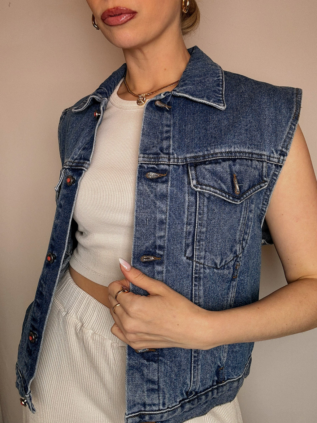 Vintage blaue Jeansweste, Größe M