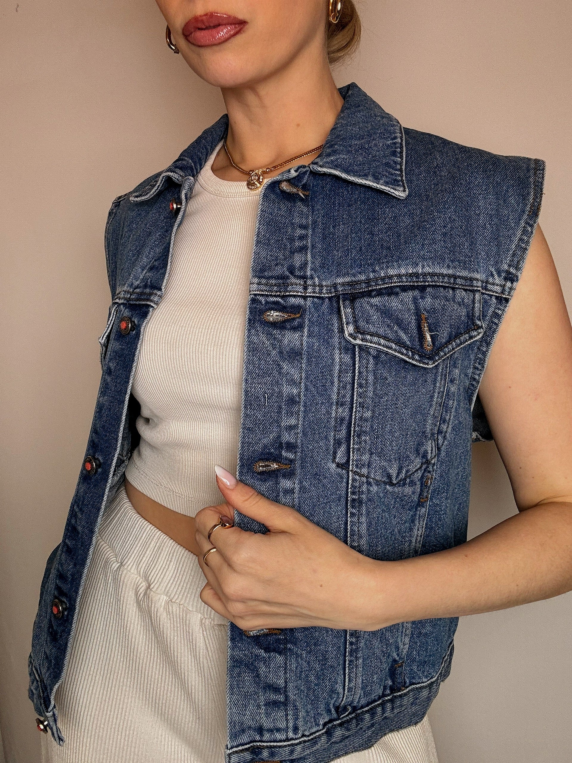 Vintage blaue Jeansweste, Größe M