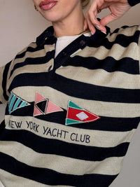 Vintage Patterned Knit Crew Neck Sweater M/L