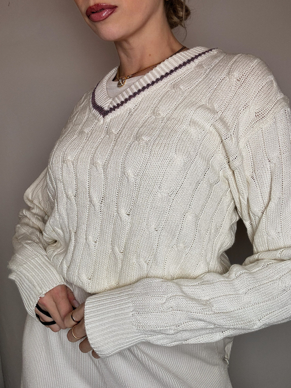 Vintage beige cricket sweater M