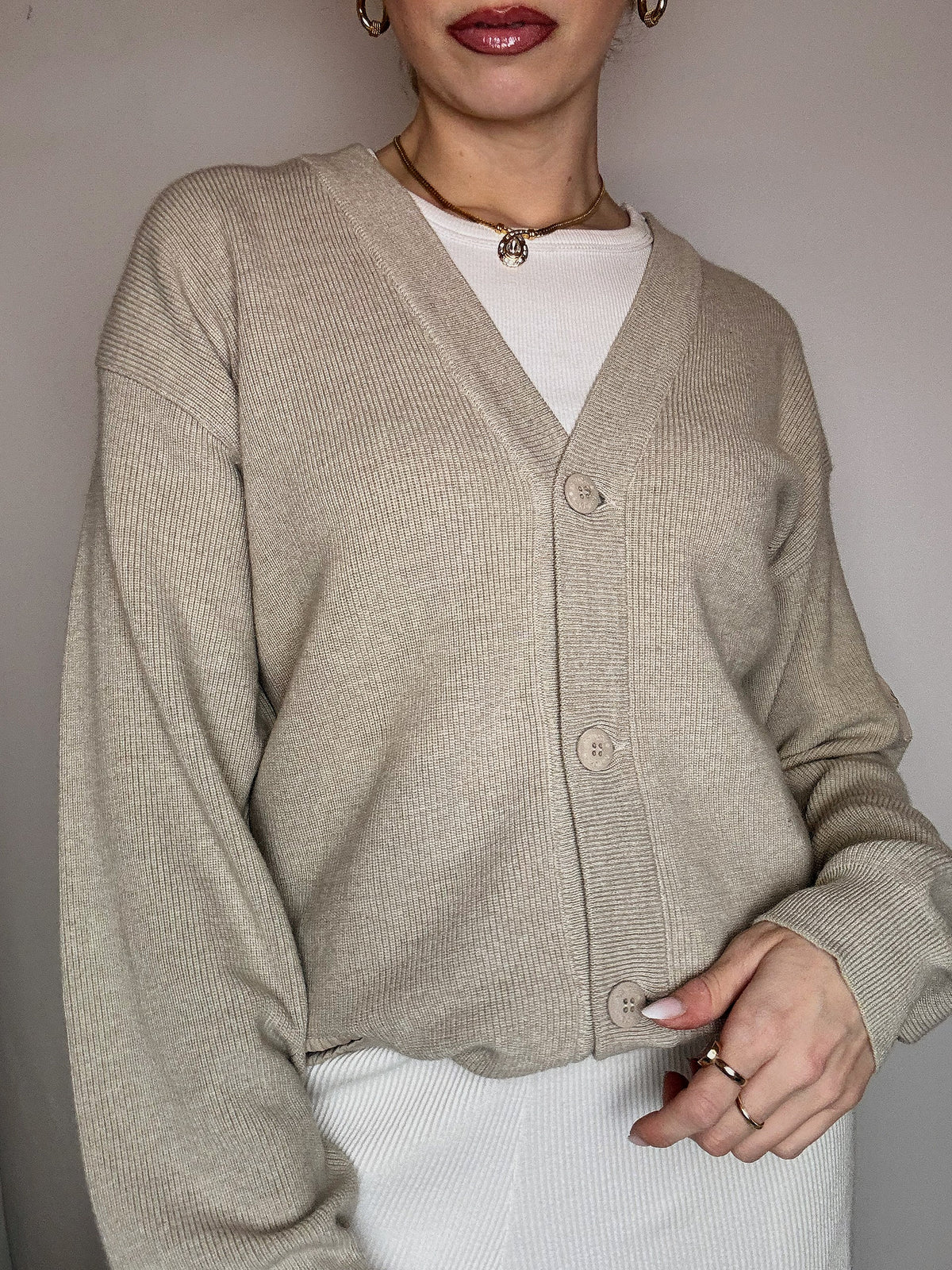 Vintage RALPH LAUREN Creme Reißverschluss Strickjacke