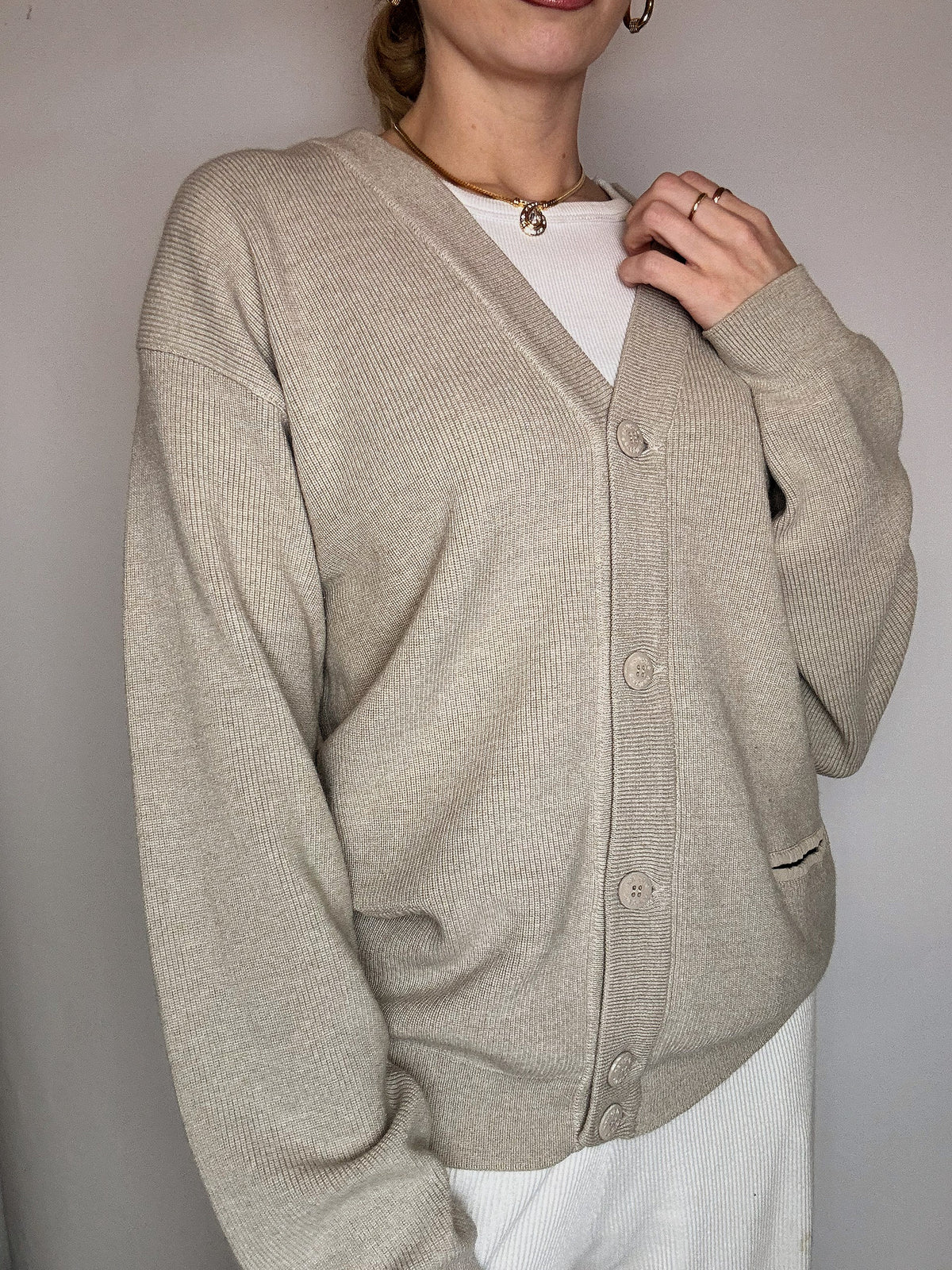 Vintage RALPH LAUREN Creme Reißverschluss Strickjacke