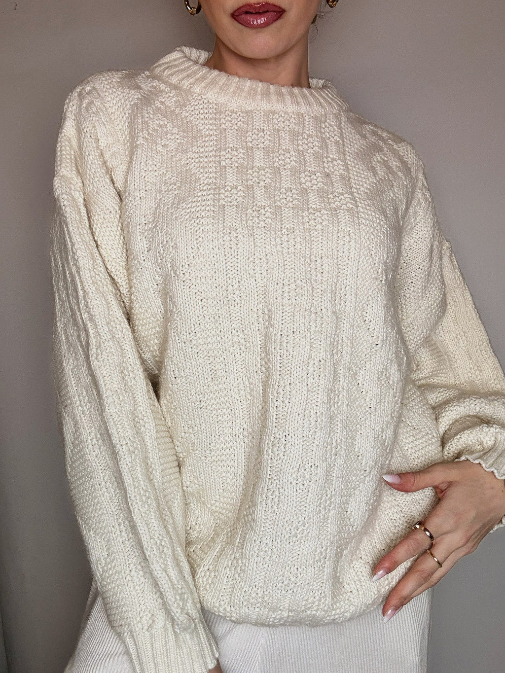 DIESEL L vintage gray two-tone turtleneck sweater