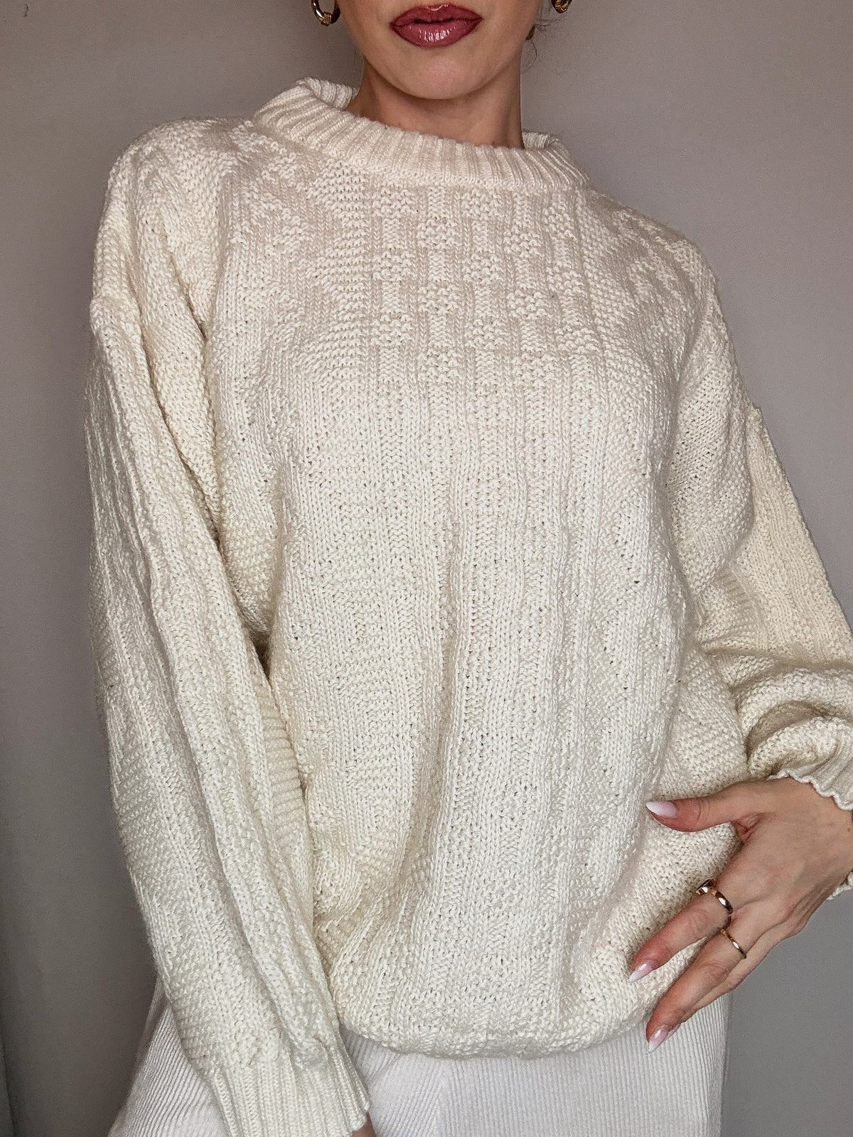 DIESEL L vintage gray two-tone turtleneck sweater