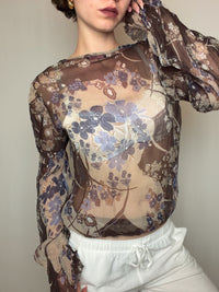 Top voile fin brun S/M vintage
