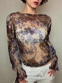 Top voile fin brun S/M vintage