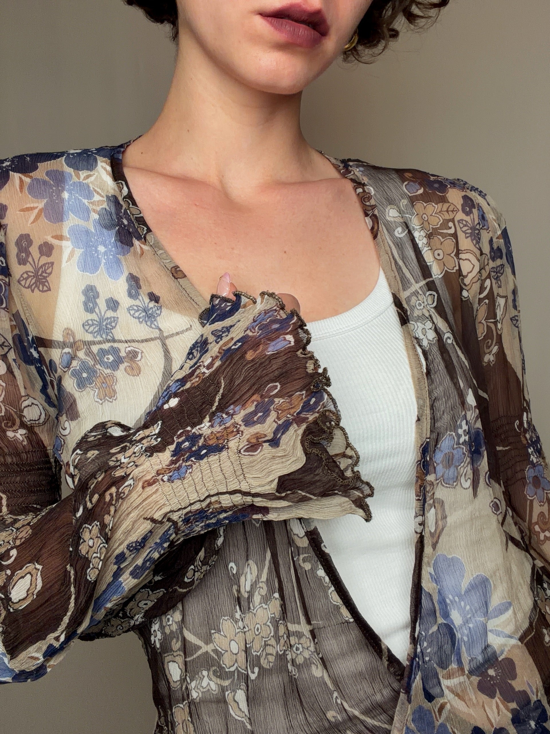 Top voile fin brun S/M vintage
