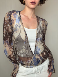 Top voile fin brun S/M vintage