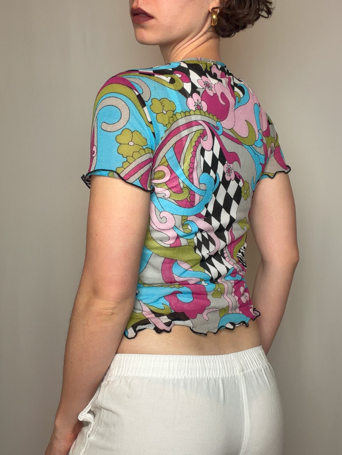 Top en mesh coloré S/M vintage