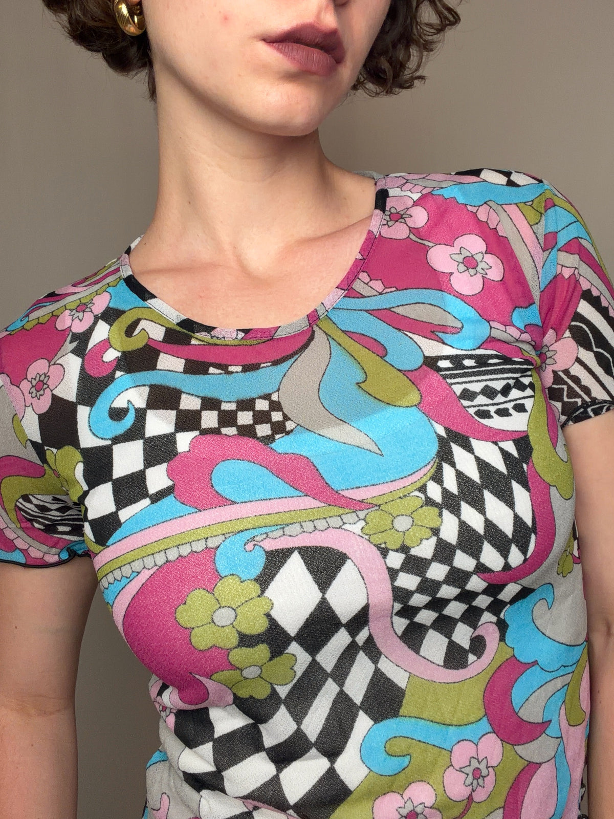 Top en mesh coloré S/M vintage