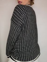 Vintage Patterned Knit Crew Neck Sweater M/L