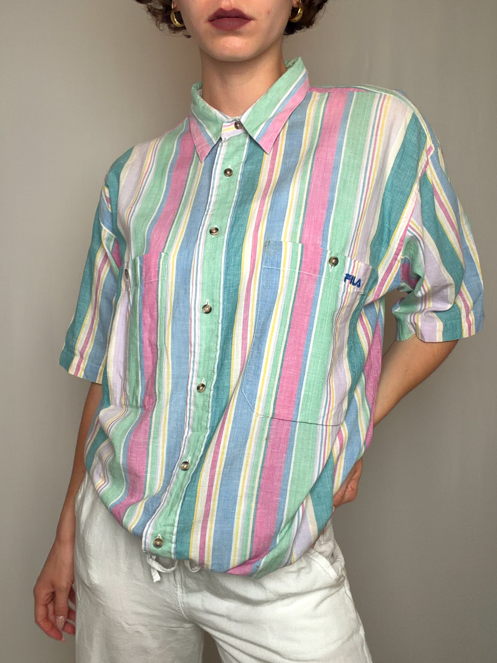 Chemise rayée Fila L vintage