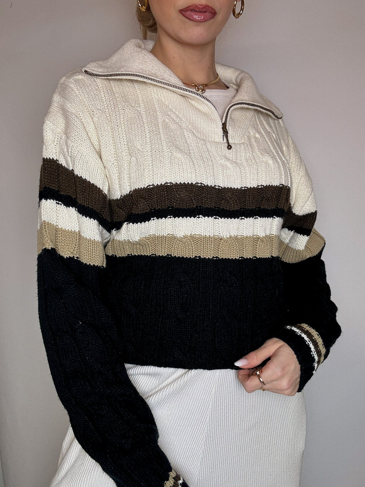 DIESEL L vintage gray two-tone turtleneck sweater