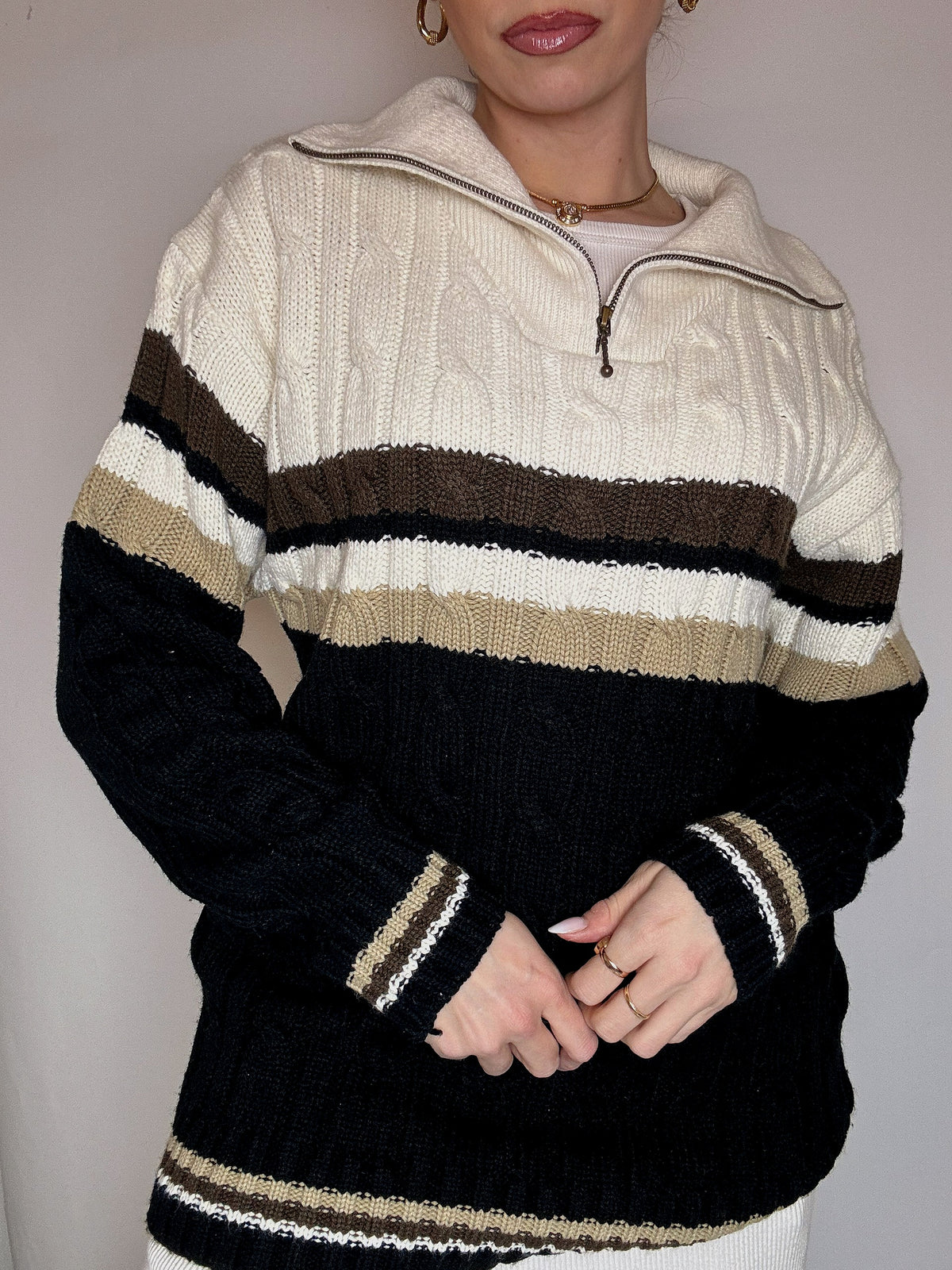DIESEL L vintage gray two-tone turtleneck sweater