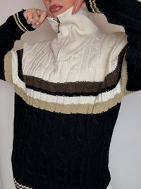 DIESEL L vintage gray two-tone turtleneck sweater