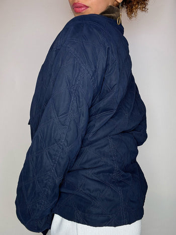 Veste matelassée avec col en velours brun L/XL vintage