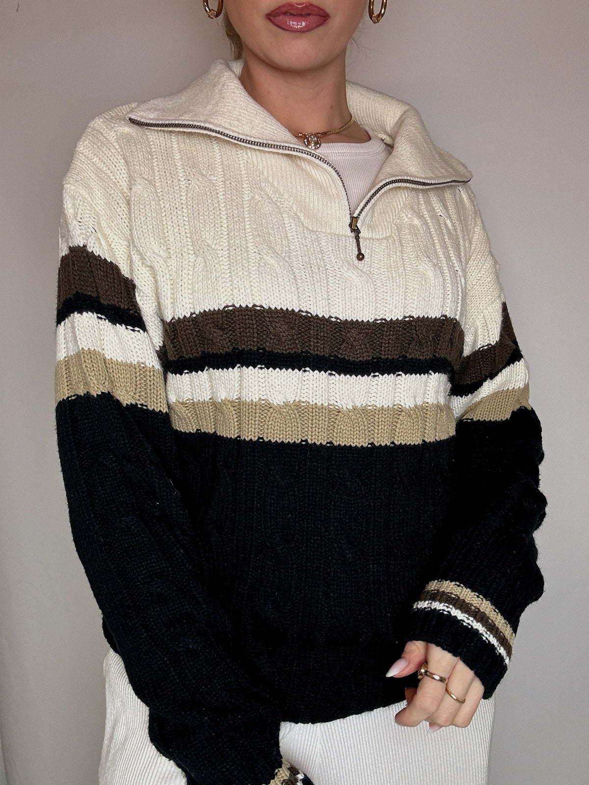 DIESEL L vintage gray two-tone turtleneck sweater