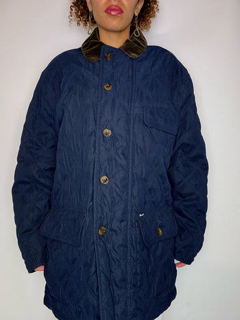 Veste matelassée avec col en velours brun L/XL vintage