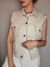 Vintage beige denim vest M