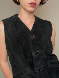 Gilet en daim noir S vintage