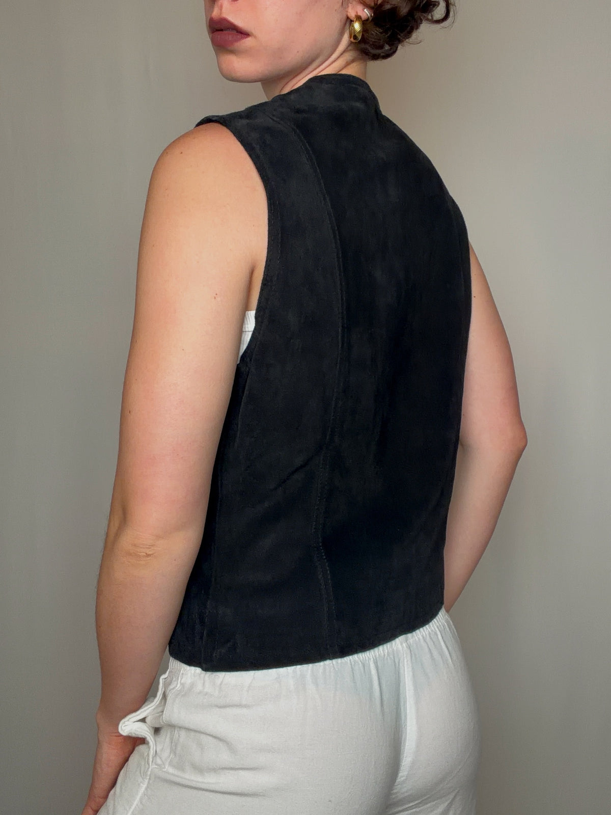 Gilet en daim noir S vintage