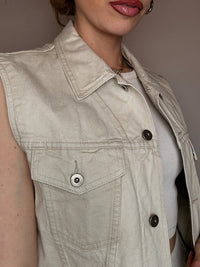 Vintage beige denim vest M