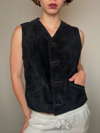 Gilet en daim noir S vintage