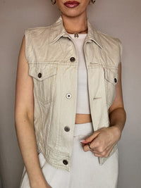 Vintage beige denim vest M