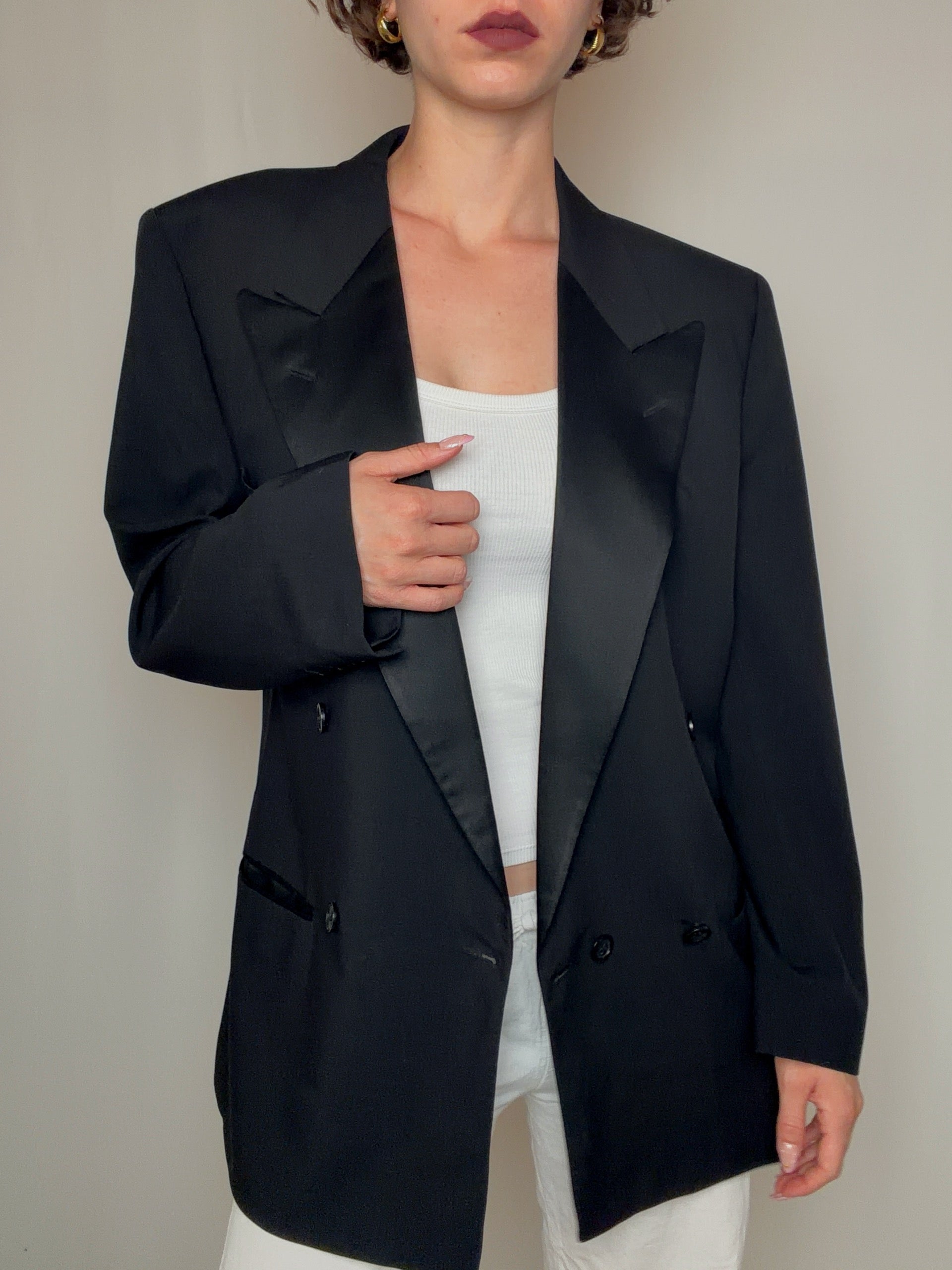 Blazer de smocking noir BOSS XL vintage