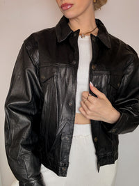VERRA PELLE XL Vintage gerade schwarze Lederjacke