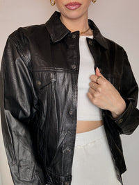 VERRA PELLE XL Vintage gerade schwarze Lederjacke