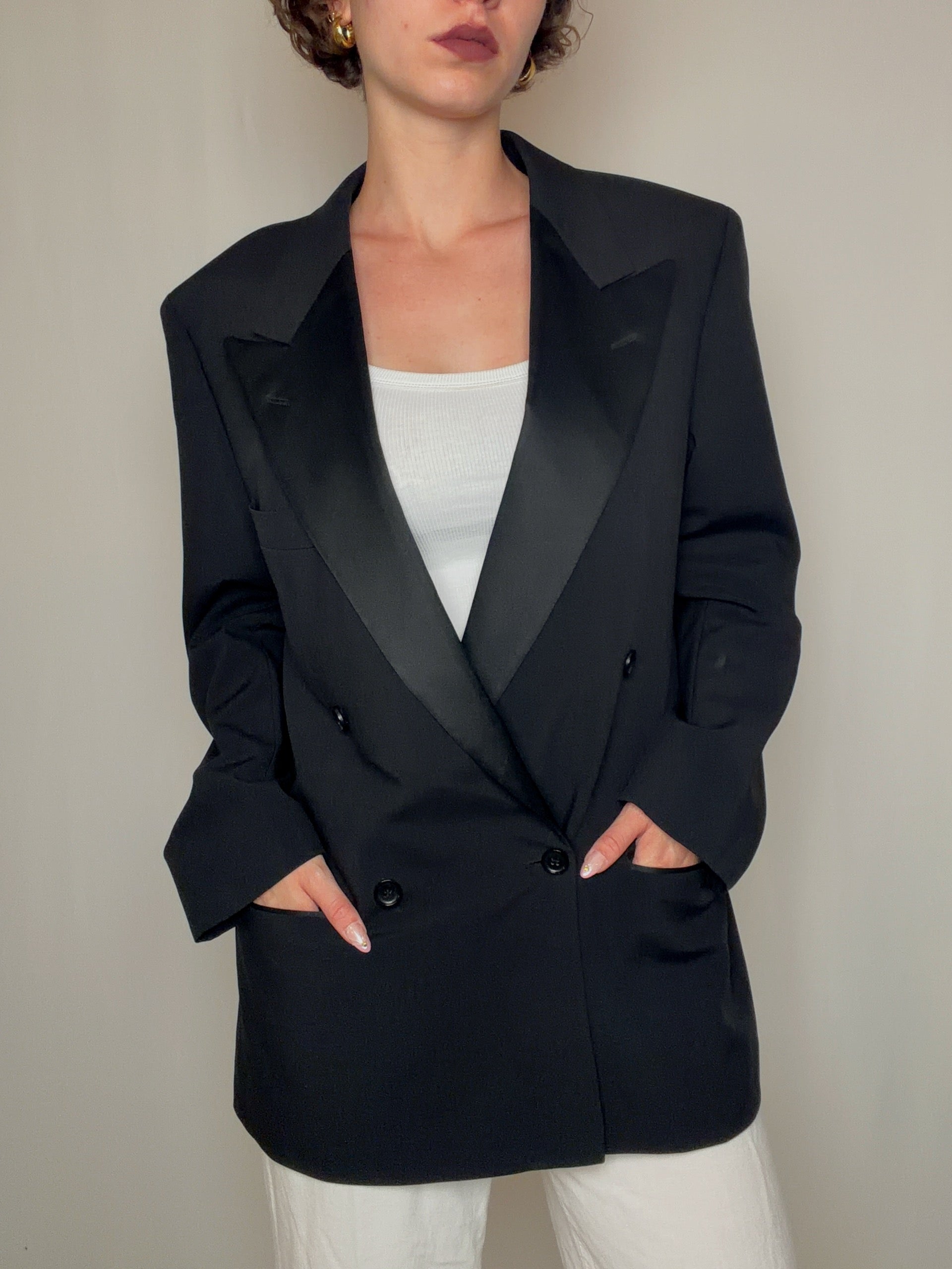 Blazer de smocking noir BOSS XL vintage
