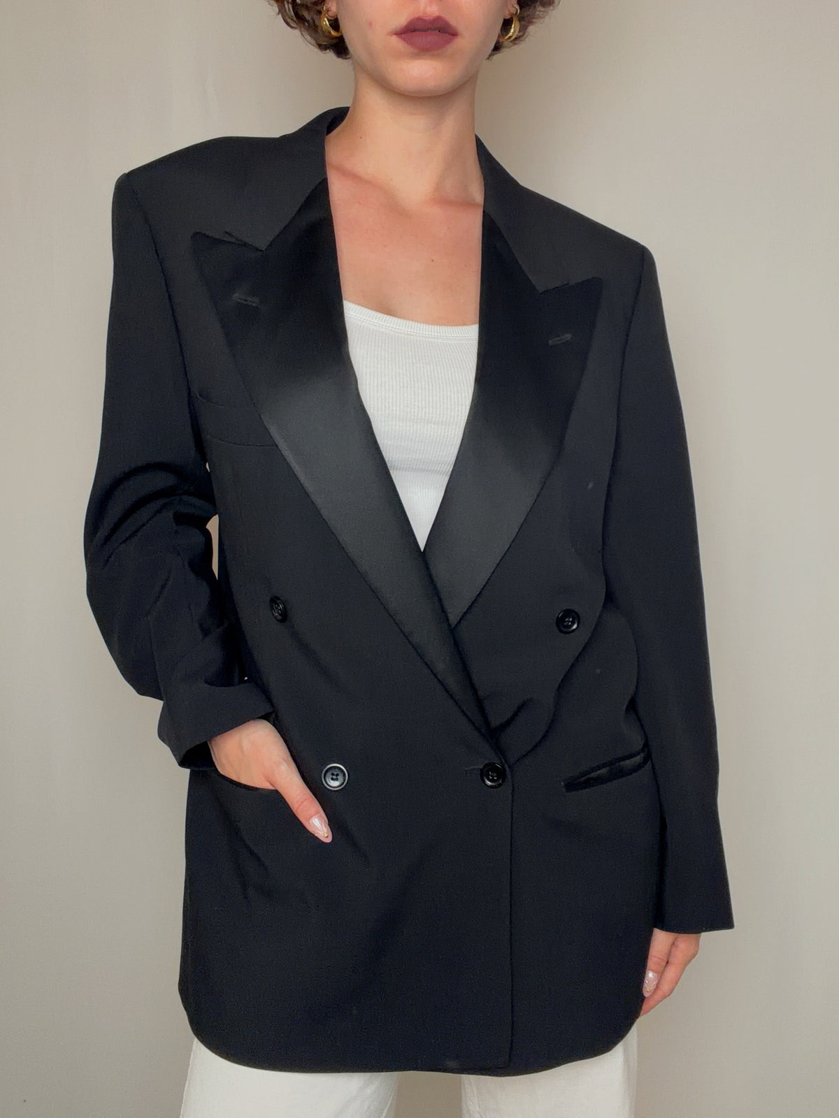 Blazer de smocking noir BOSS XL vintage