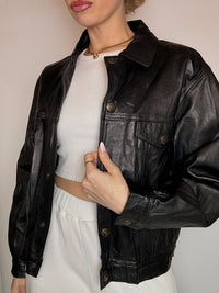 VERRA PELLE XL Vintage gerade schwarze Lederjacke