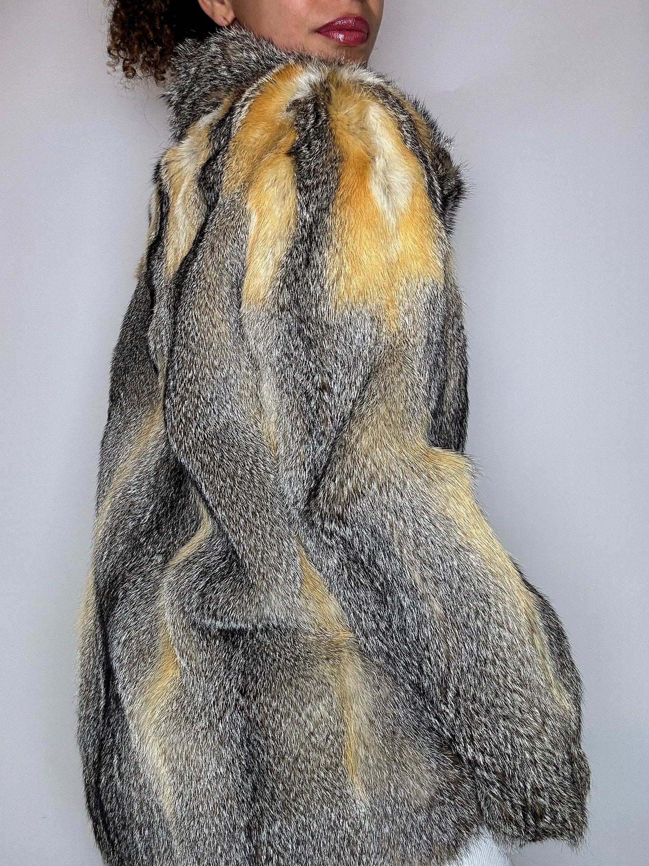 Veste en fourrure véritable naturelle M/L vintage