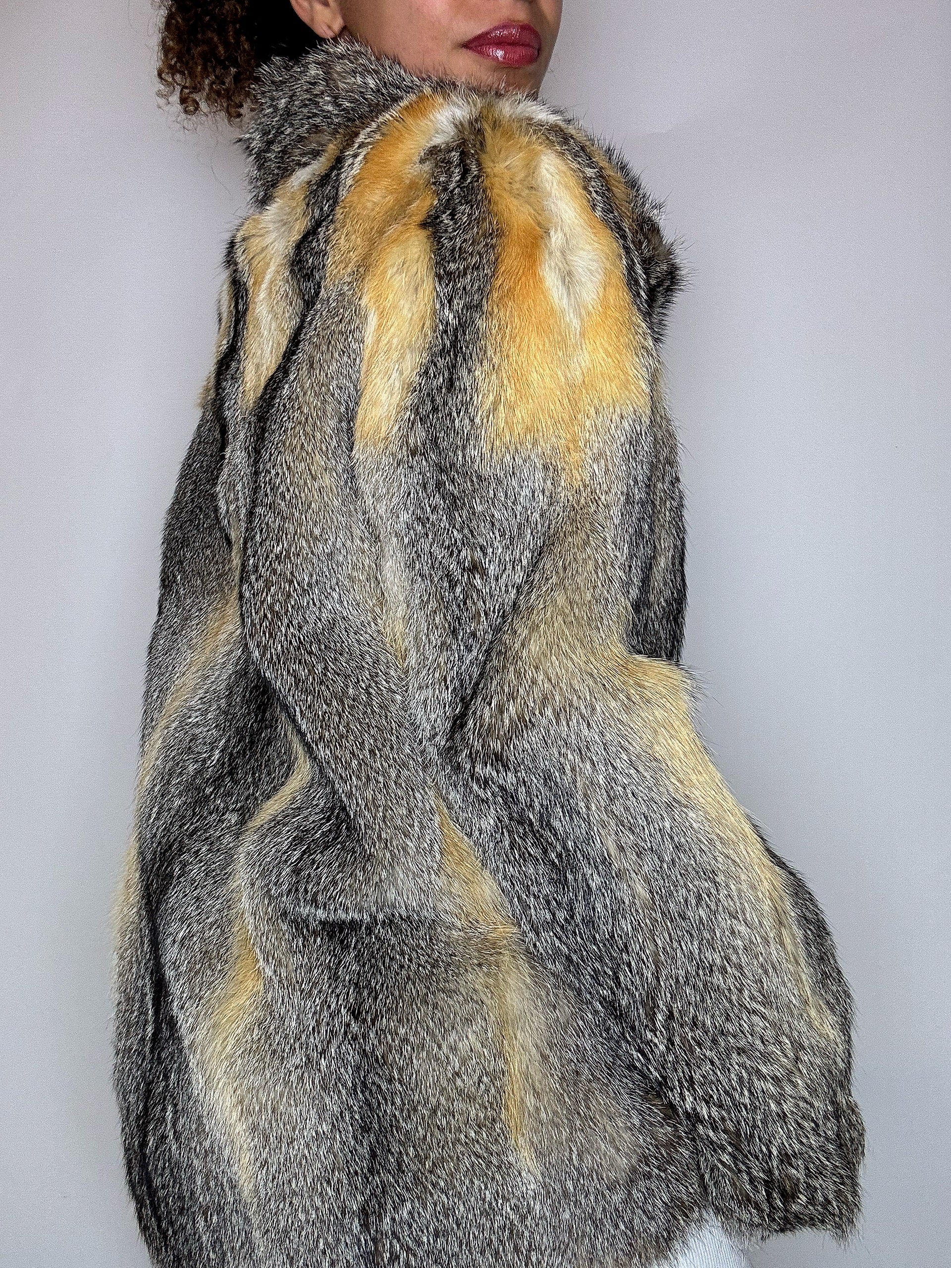 Veste en fourrure véritable naturelle M/L vintage