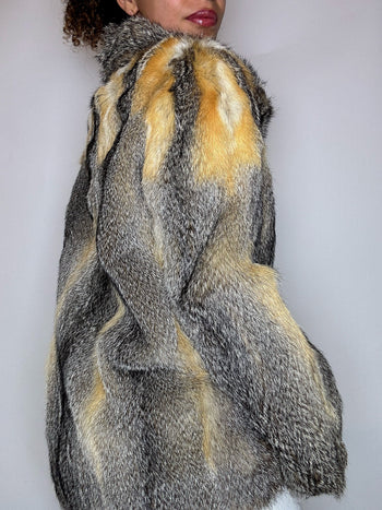 Veste en fourrure véritable naturelle M/L vintage