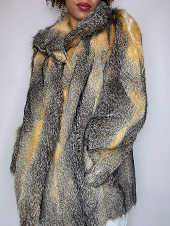 Veste en fourrure véritable naturelle M/L vintage
