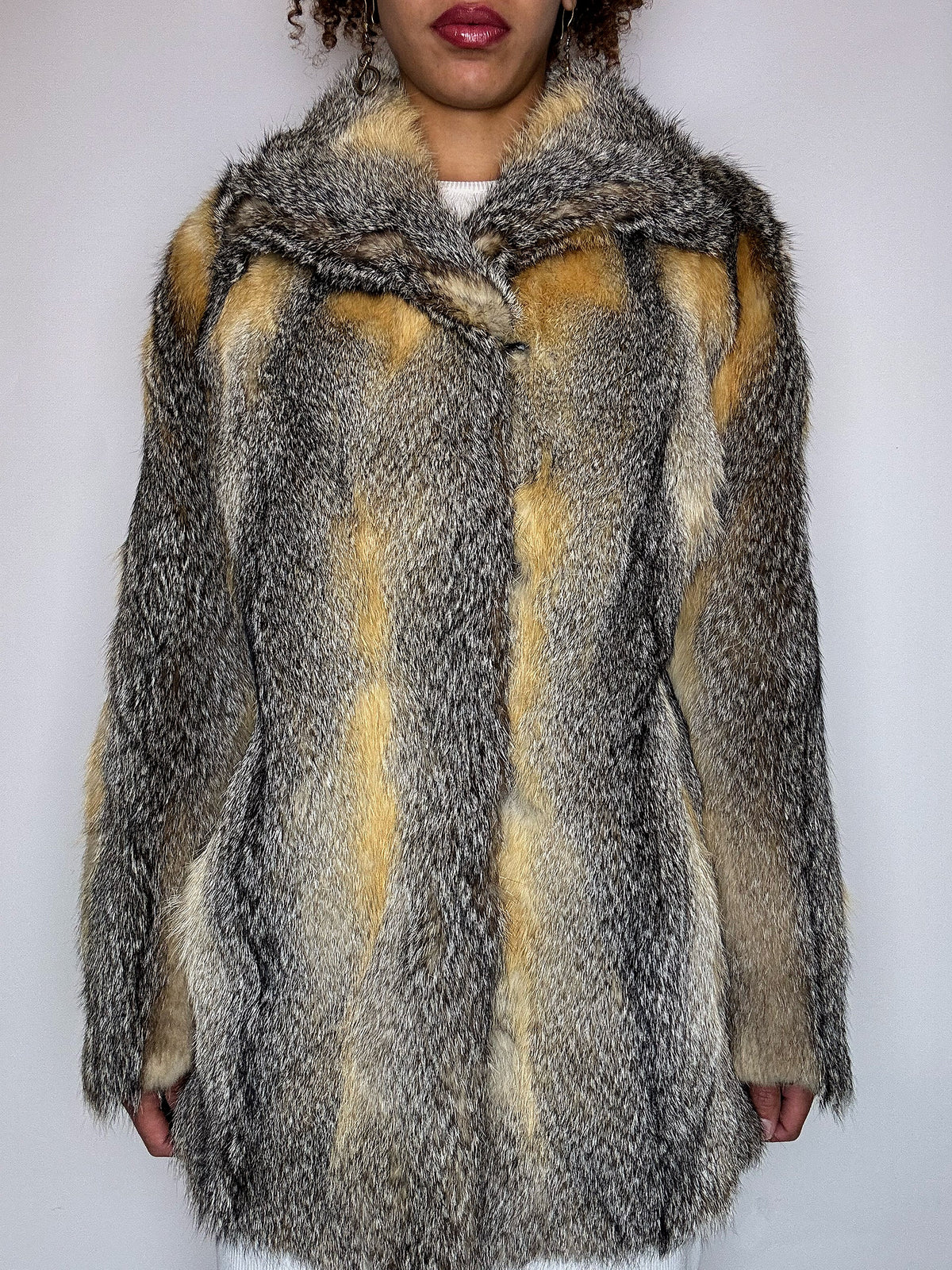 Veste en fourrure véritable naturelle M/L vintage